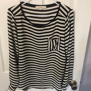 LOFT Cream and Black Blouse